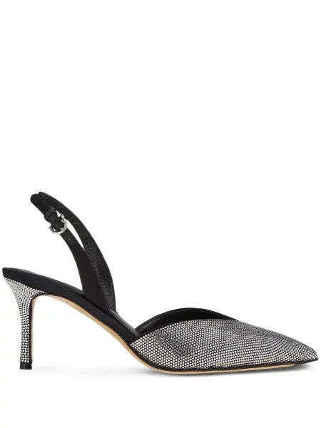 Pantofi cu toc Ferragamo slingback de cristal negru