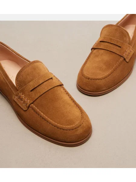 Pantofi loafer Gianvito Rossi din piele de căprioară maro