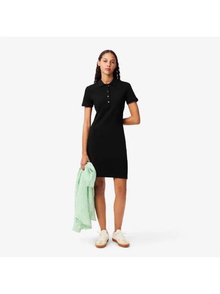 Lacoste Sukienka Polo Slim Fit Stretch Mini Piqué czarna