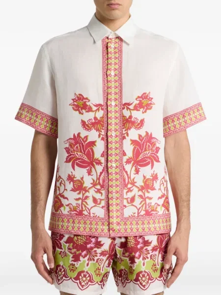 Cămașă Etro de in cu model floral cu imagine