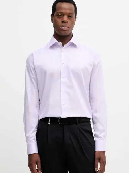 Eton cămașă din cu guler clasic slim violet