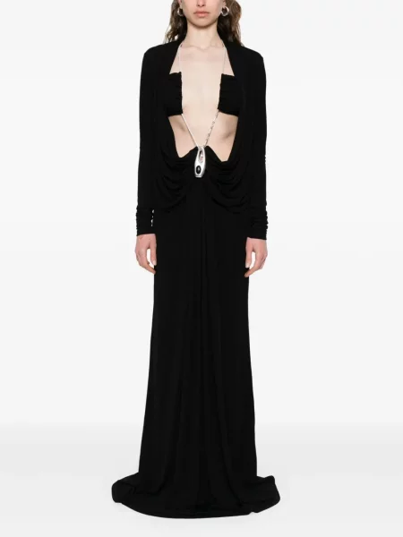 Rochie maxi Christopher Esber din jerseu drapată negru