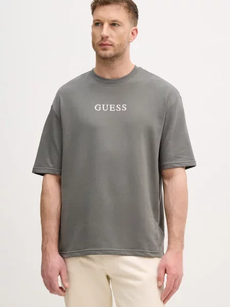 Guess tričko s bavlnou BRIAN zelené