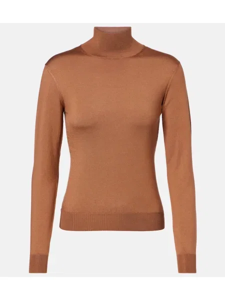 Pulover Ralph Lauren Collection de mătase maro