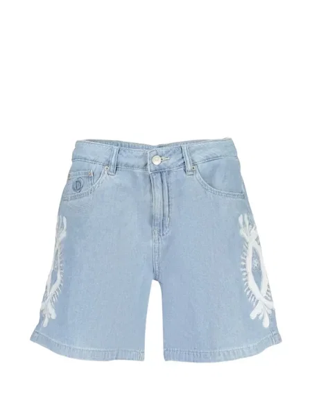 Pantaloni scurți din denim Desigual cu broderie albastru