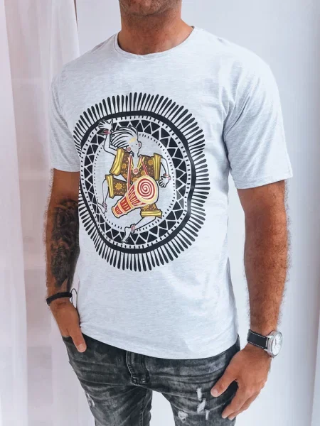 Jasnoszary t-shirt z nadrukiem Dstreet