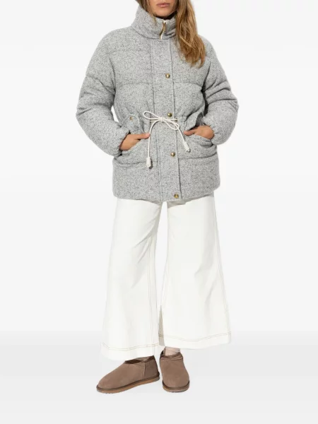 Cu centură palton Moncler gri