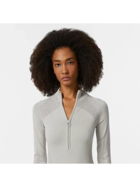 Lacoste Sukienka Z Długim Rękawem Half Zip Slim Fit szara