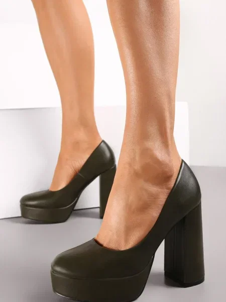 Pantofi cu toc Inny cu platformă slip-on verde