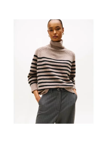 Dzianinowy sweter Tommy Hilfiger beżowy
