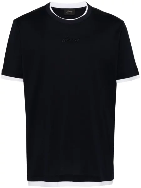 Tricou Brioni cu broderie albastru