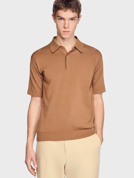 Поло Sandro бежевое