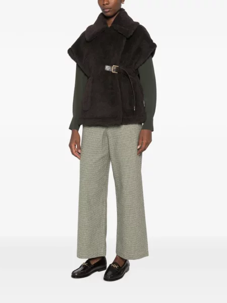 Cu centură vestă Max Mara cu blană maro