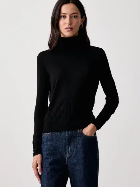 Twinset pulover cu guler înalt pentru femei cu amestec de lână negru