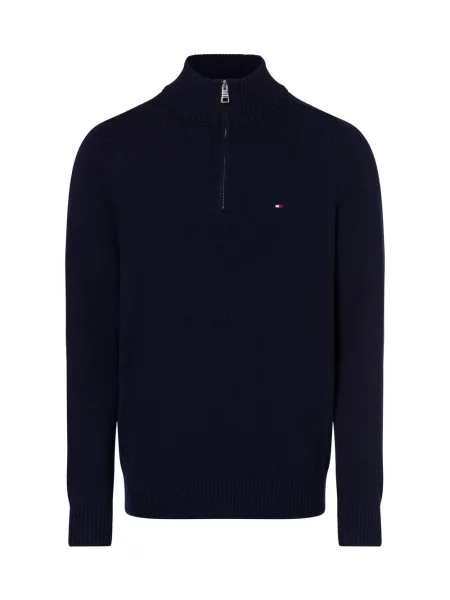 Tommy Hilfiger sweter z dzianiny Mężczyźni Wełna niebieski jednolity L granatowy
