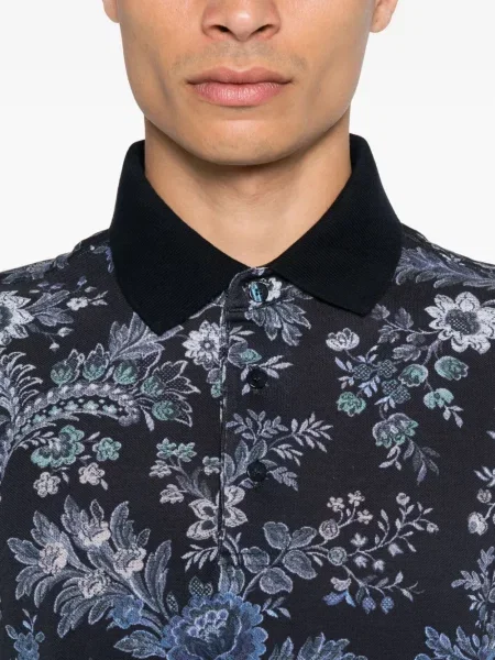 Polo Etro cu model floral cu imagine albastru