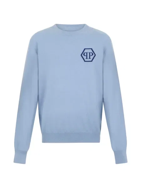 Pulover Philipp Plein din jacard albastru