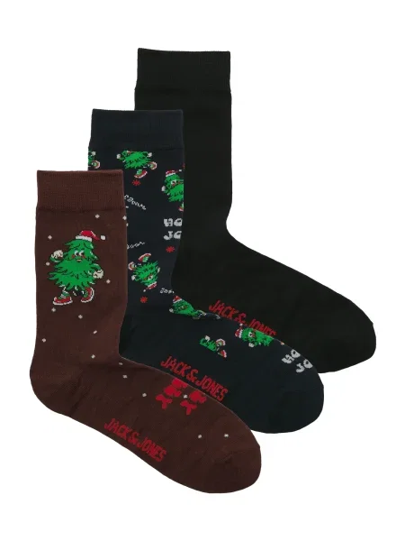 JACK & JONES Nogavice JACJOLLY XMAS TREE marine / zelena / ciklama črna