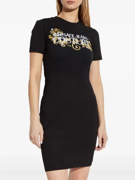 Κοστούμι τζιν φόρεμα Versace Jeans Couture με πετραδάκια μαύρο
