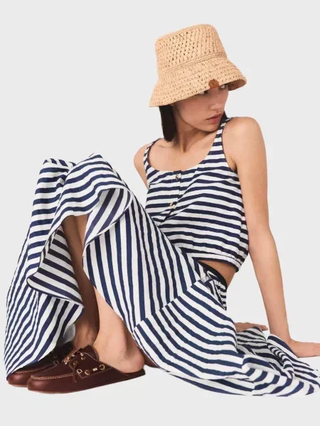 У смужку топ Maje синій