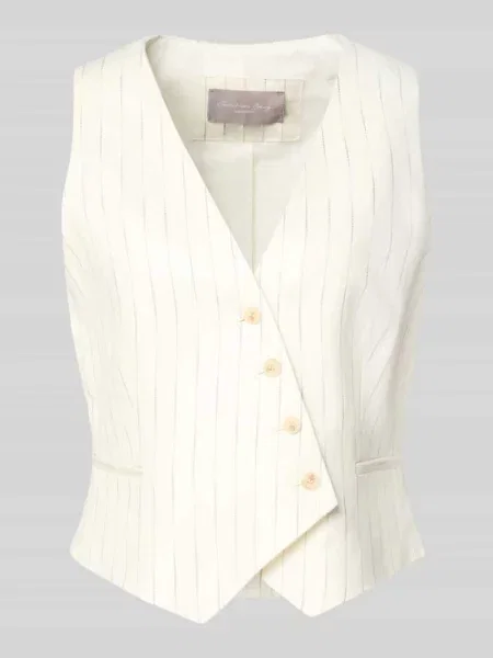 Kamizelka z mieszanki lnu o asymetrycznym kroju i wzór w cienkie prążki Christian Berg Woman Selection