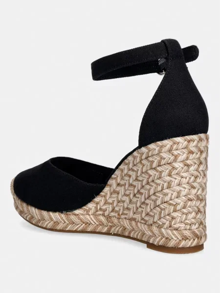 Tommy Hilfiger espadryle na koturnie FLAG HIGH WEDGE ESPAD CLOSED TOE czarne