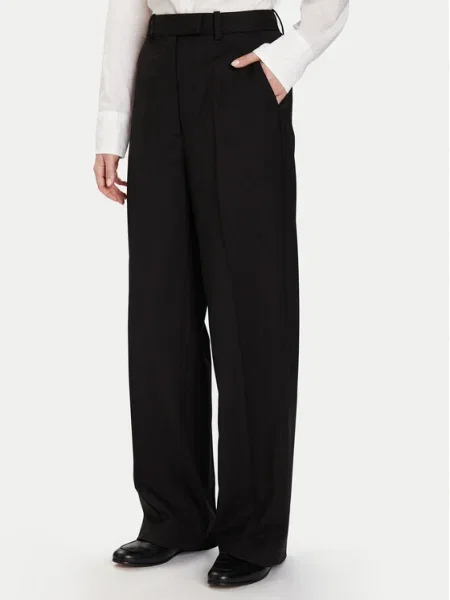 Tommy Hilfiger Szövet nadrág Timeless Straight Fit fekete