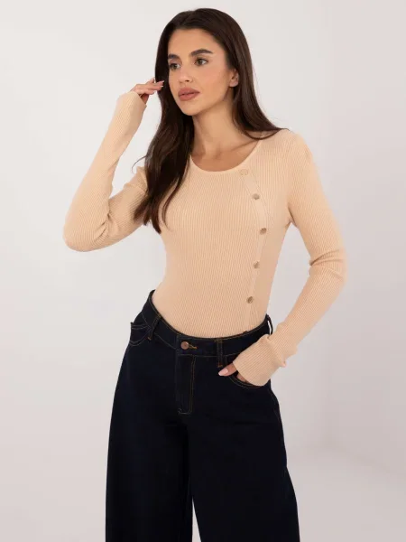 Pulover Fashionhunters clasic bej