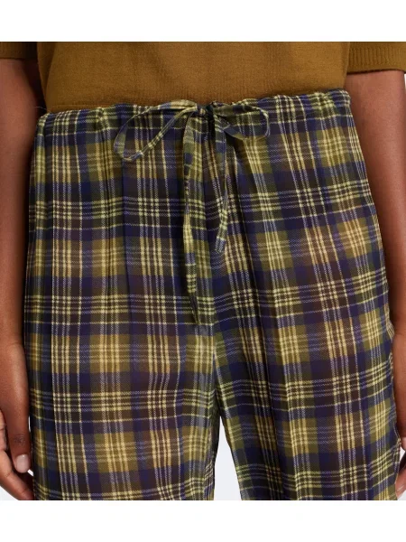Pantaloni Dries Van Noten în carouri verde