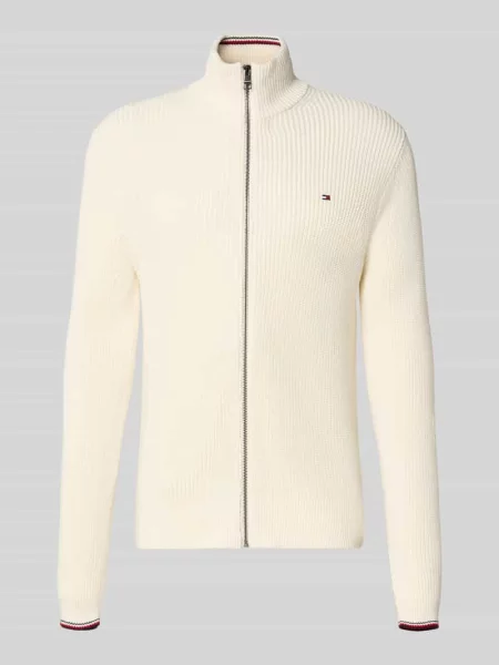 Kurtka z dzianiny o kroju regular fit z czystej bawełny Tommy Hilfiger biała