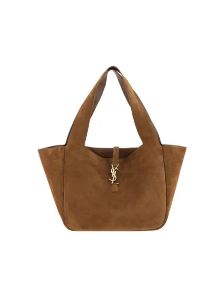 Torebka Saint Laurent zamszowa elegancka z autografem brązowa