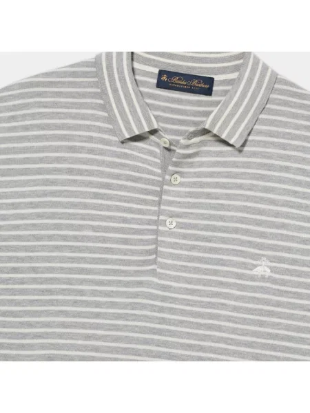 Dzianinowa koszulka polo Brooks Brothers w paski z paskiem szara