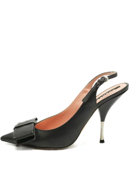 Pantofi cu toc Rochas cu funde din piele slingback negru