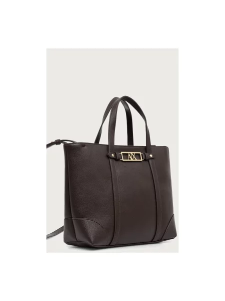 Armani Exchange torebka shopper z imitacji skóry brązowa