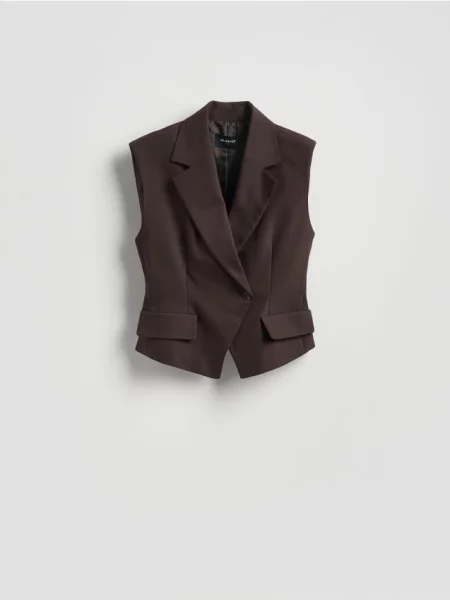 Reserved Vestă cu închidere asimetrică maro