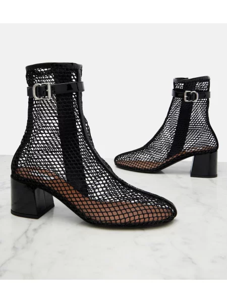 Cizme scurte Alaïa din piele de lac negru