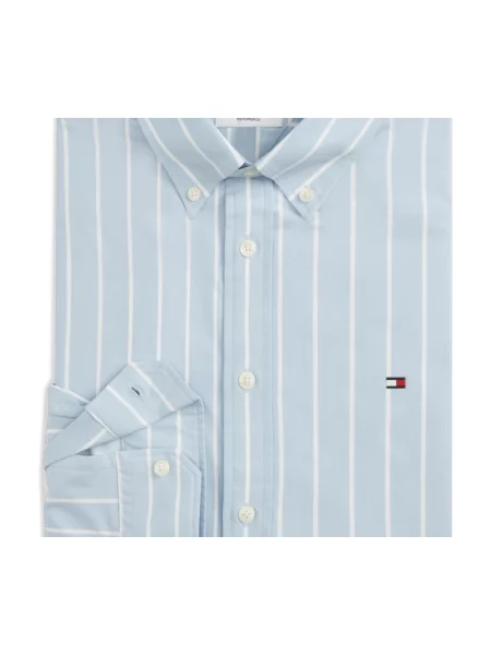 Pruhovaná košeľa Tommy Hilfiger popelín modrá