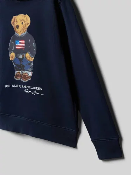 Bluza z kapturem o kroju regular fit z nadrukiem polo bear Polo Ralph Lauren granatowa