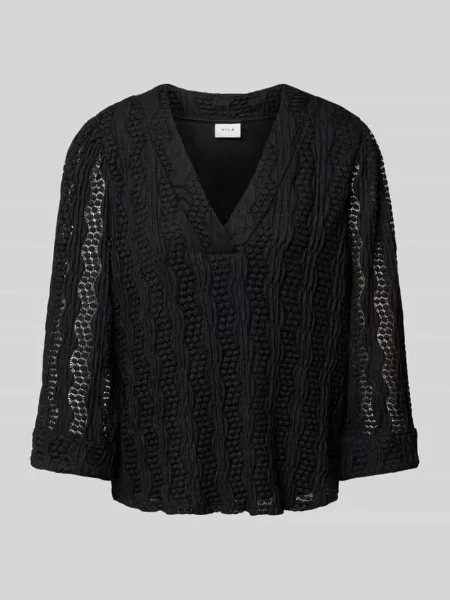 Bluzka o kroju regular fit z dekoltem w serek model ‘LUMENA’ Vila czarna
