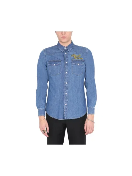 Koszula dżinsowa Alexander Mcqueen z logo niebieska