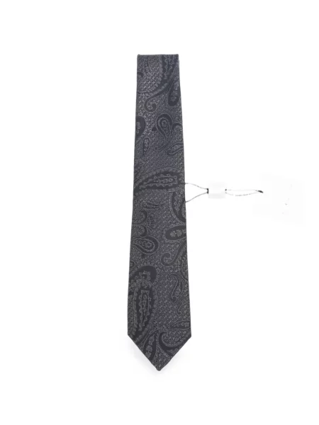 Cravată Kiton cu imagine cu model paisley negru