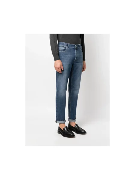 Haftowane jeansy Brunello Cucinelli ze stretchu niebieskie