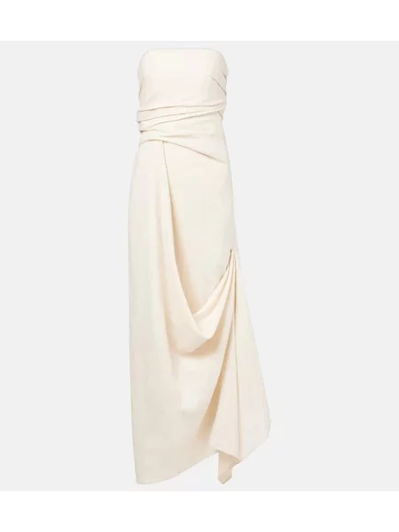 Rochie maxi Staud de in drapată de costum bej