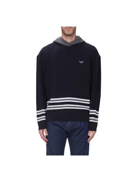 Bluza z kapturem Emporio Armani z kapturem niebieska