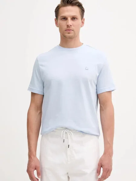 Тениска United Colors of Benetton с изчистен дизайн синьо