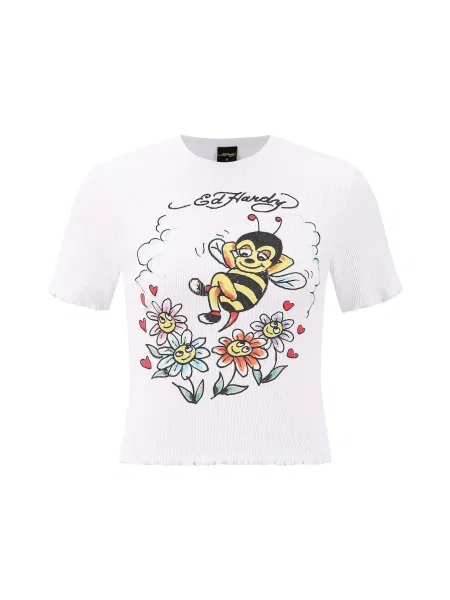 Ed Hardy Tricou Biene galben / portocaliu / negru alb