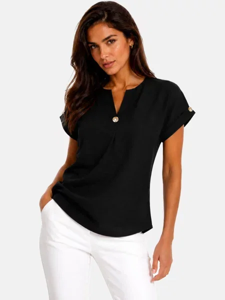 REGINA FASHION Blúzka Blouse with button' čierna