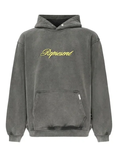 Hanorac cu glugă Represent cu broderie gri