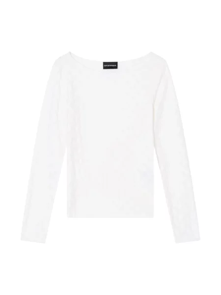 Top Emporio Armani w geometryczne wzory żakardowy biały
