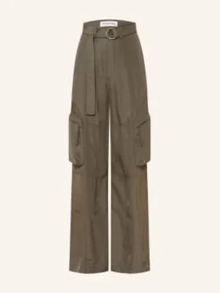 The Frankie Shop Spodnie Cargo Kelly Fluid Z Satyny gruen